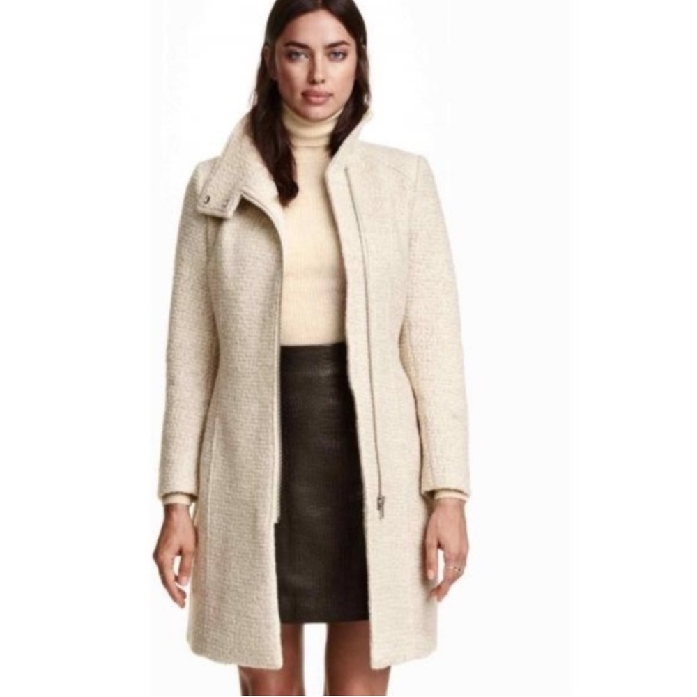 H&M Cream Textured Trench Coat